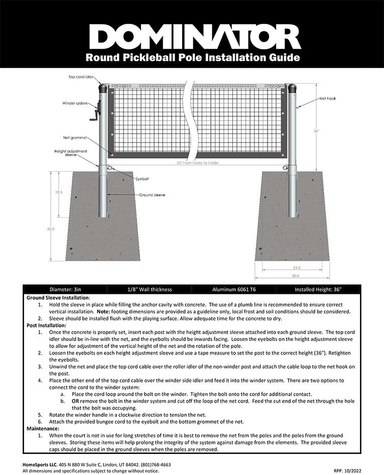 Dominator Permanent Pickleball Net Post System | Pickleball Sports Trusted
