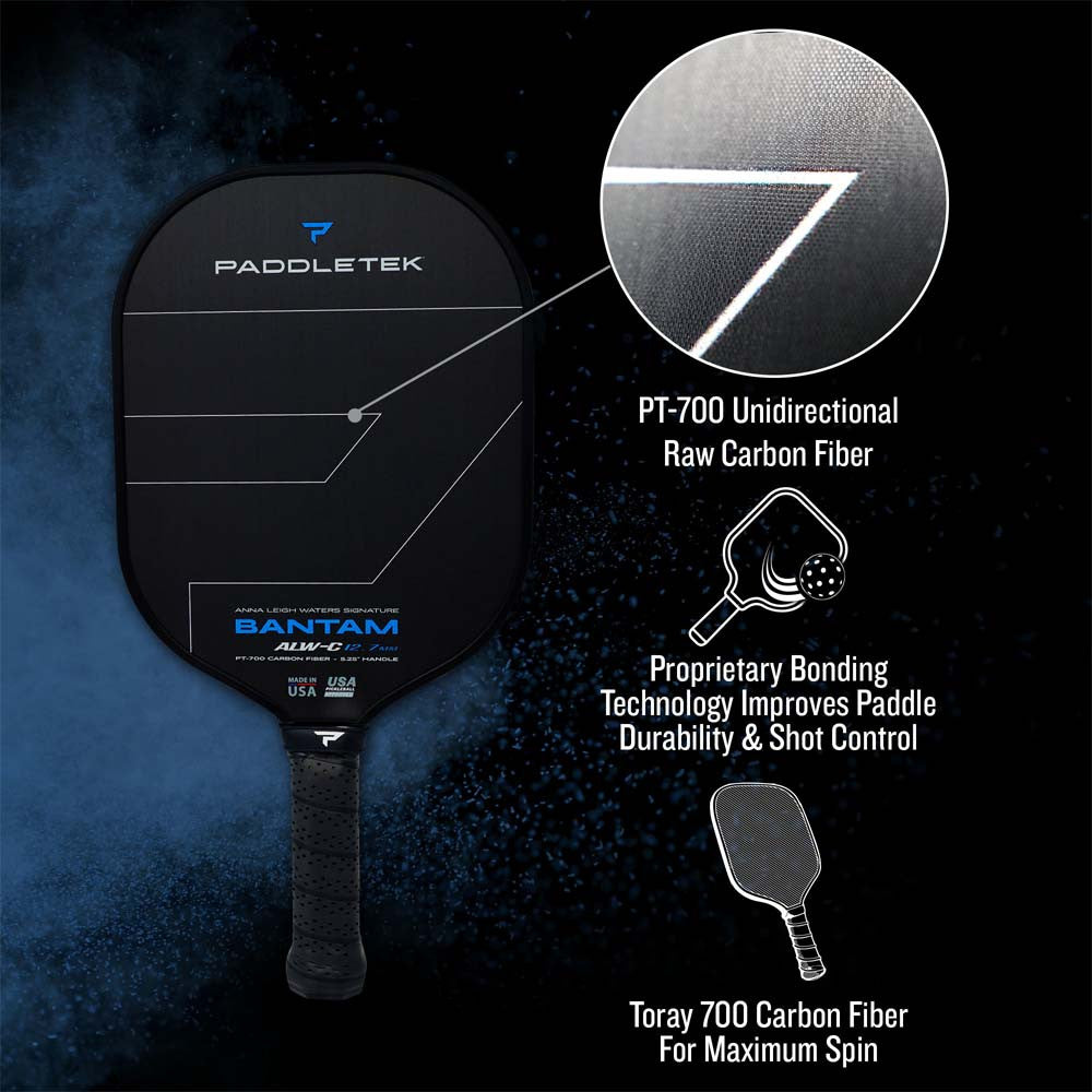 Paddletek Bantam ALW-C Anna Leigh Waters Carbon 12.7mm Paddle | Pickleball Sports Customer Favorite