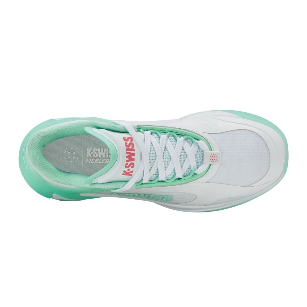 K-Swiss K-Frame Pickleball Shoe - White/Neon Mint/Hot Neon Pink | Pickleball Sports Latest