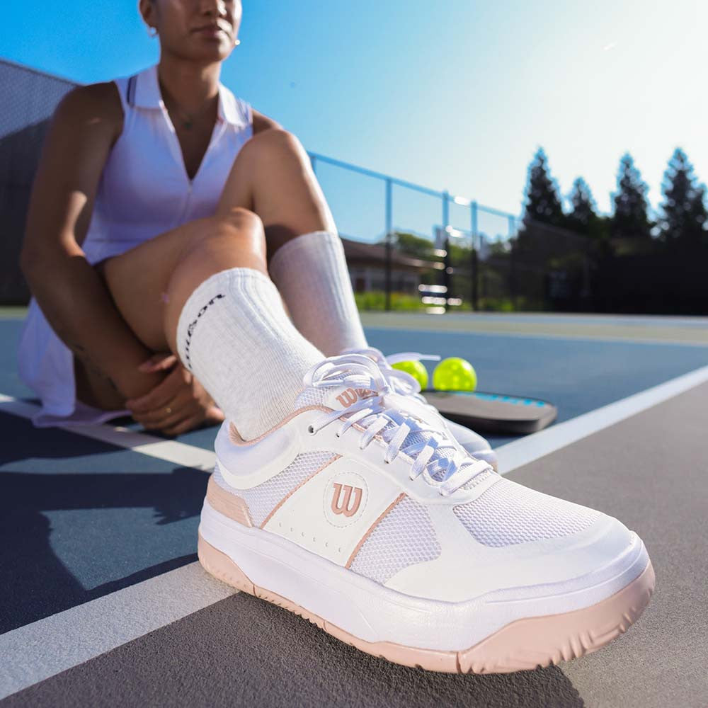 Wilson Pickle Pro White/White/Cameo Rose Pickleball Shoe | Pickleball Sports Value