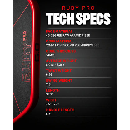 Six Zero Ruby Pro Pickleball Paddle | Pickleball Sports Classic