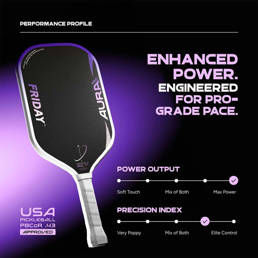 FRIDAY Aura Pro Elongated Pickleball Paddle | Pickleball Sports Great Value