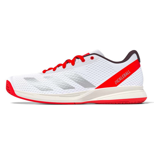 adidas White/Silver/Red Courtflash  Pickleball Shoe | Pickleball Sports Customer Favorite