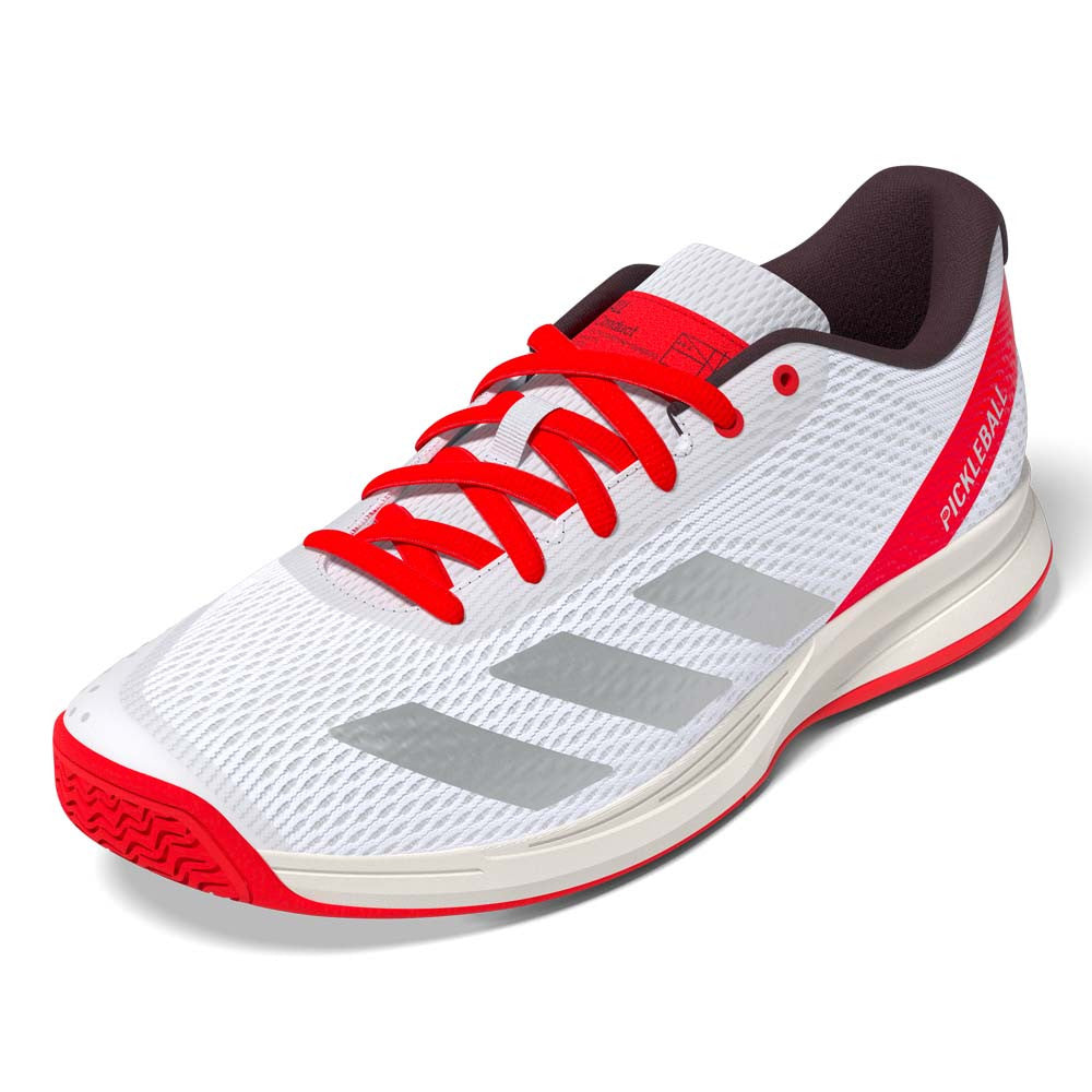 adidas White/Silver/Red Courtflash  Pickleball Shoe | Pickleball Sports Customer Favorite