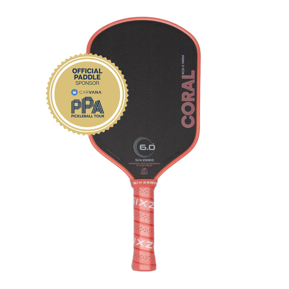 Six Zero Coral 16mm Elongated Pickleball Paddle | Pickleball Sports Essential