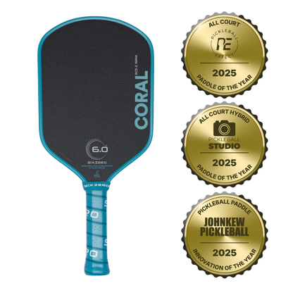 Six Zero Coral 16mm Elongated Pickleball Paddle | Pickleball Sports Essential