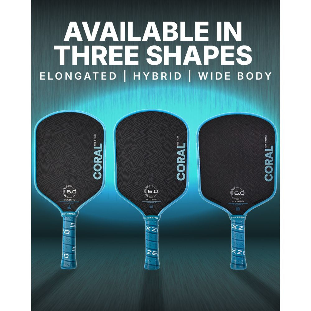 Six Zero Coral 16mm Elongated Pickleball Paddle | Pickleball Sports Essential