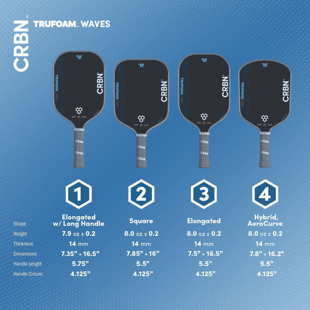 CRBN TruFoam Waves 4 Hybrid Pickleball Paddle | Pickleball Sports Quality