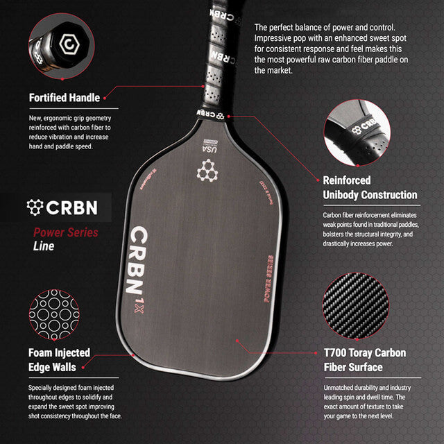 CRBN-2X Power Series Carbon Fiber Pickleball Paddle | Pickleball Sports Essential