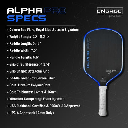 Engage Pursuit Alpha Pro 14mm Pickleball Paddle | Pickleball Sports Top Pick