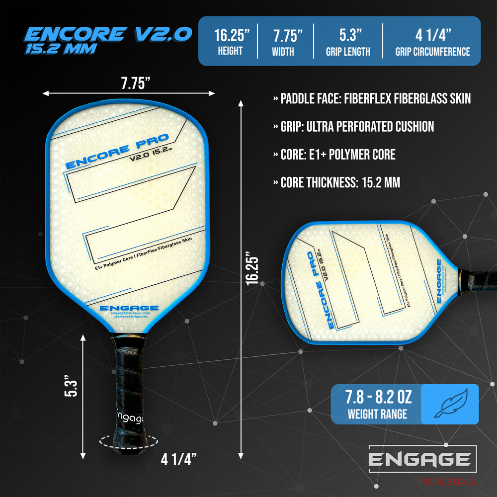 Engage Encore Pro V2.0 15.2mm Pickleball Paddle | Pickleball Sports Latest