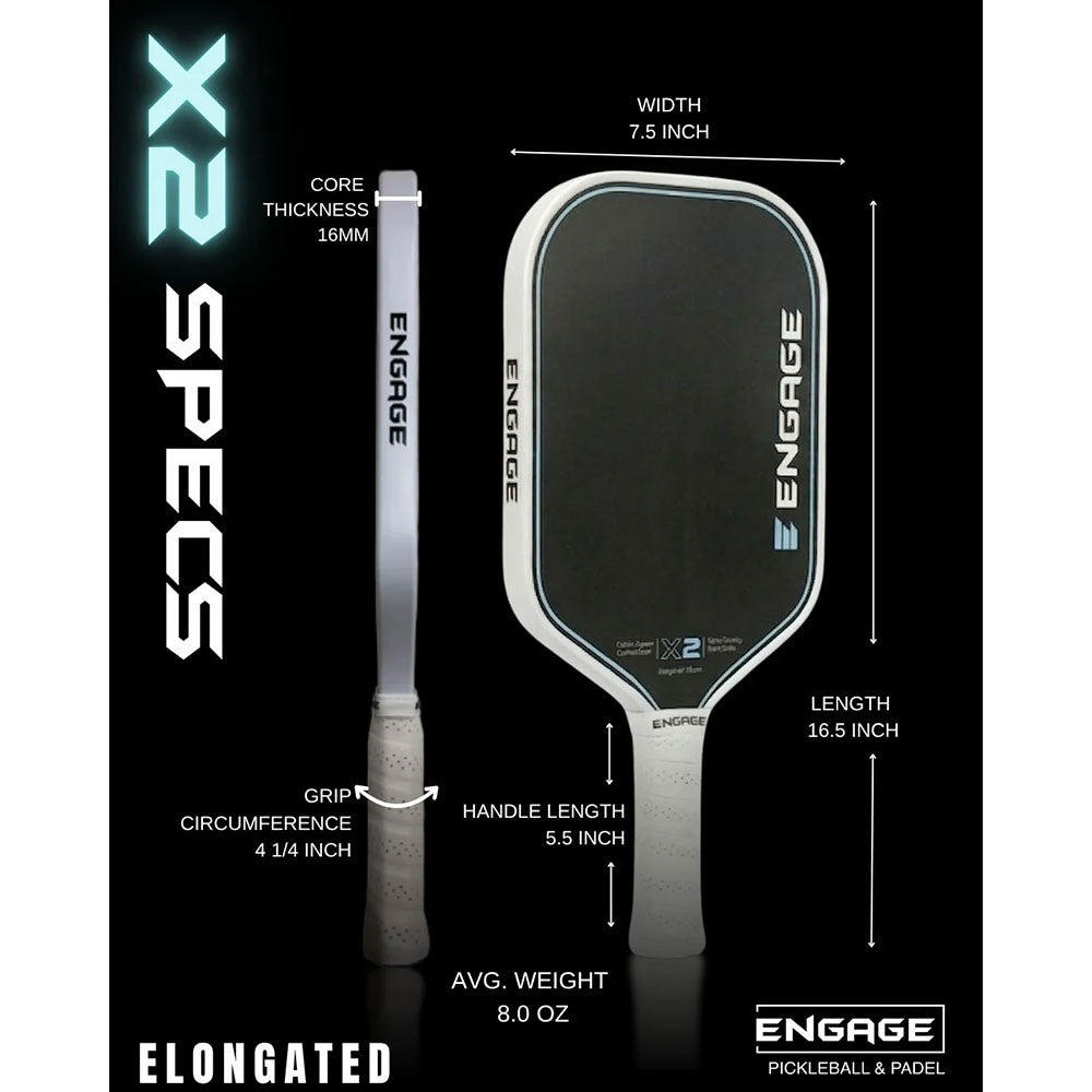 Engage X2 Elongated 16mm Pickleball Paddle | Pickleball Sports Classic