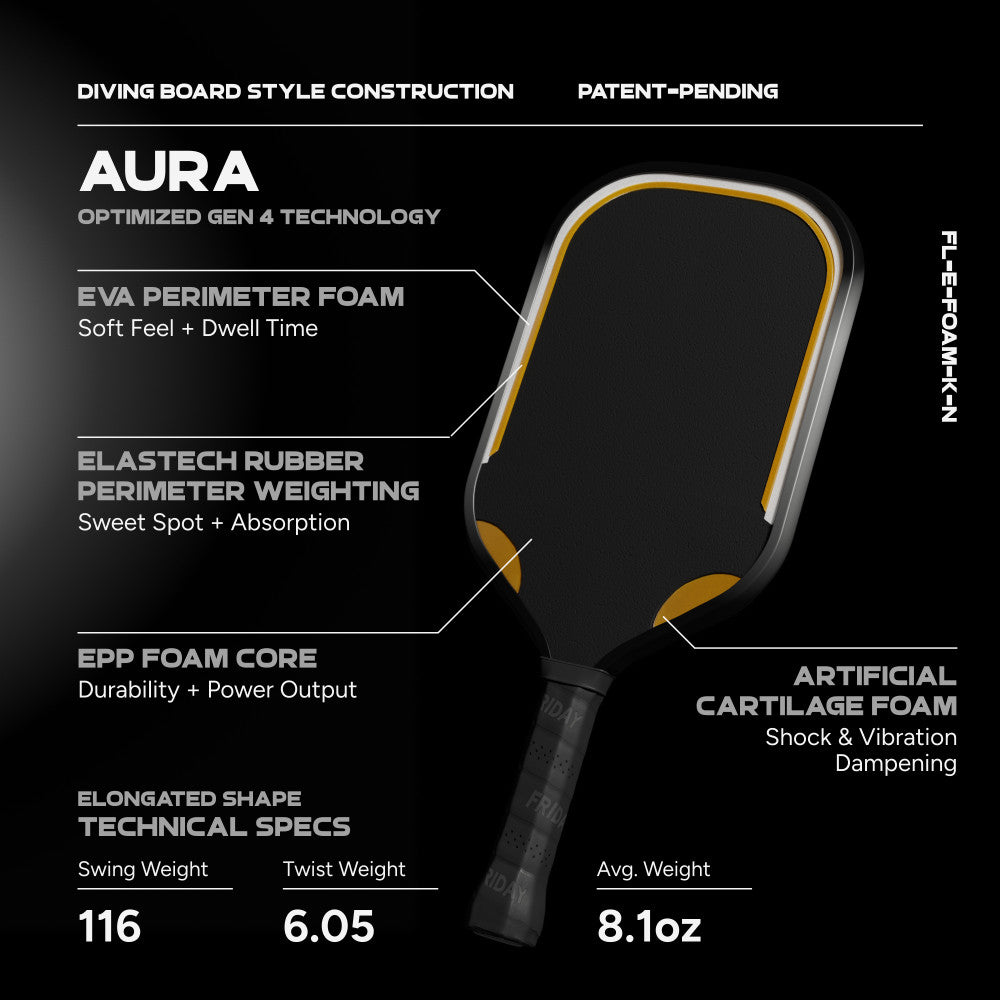 FRIDAY Aura Elongated Pickleball Paddle | Pickleball Sports Quality