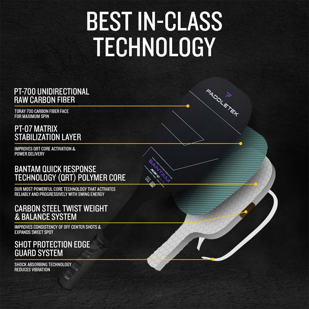 Paddletek Bantam ALW-C Anna Leigh Waters Carbon 14.3mm Paddle | Pickleball Sports Trusted