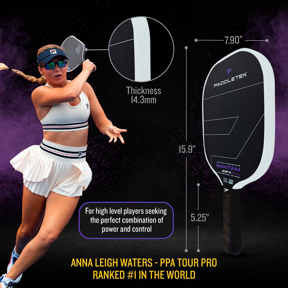 Paddletek Bantam ALW-C Anna Leigh Waters Carbon 14.3mm Paddle | Pickleball Sports Trusted