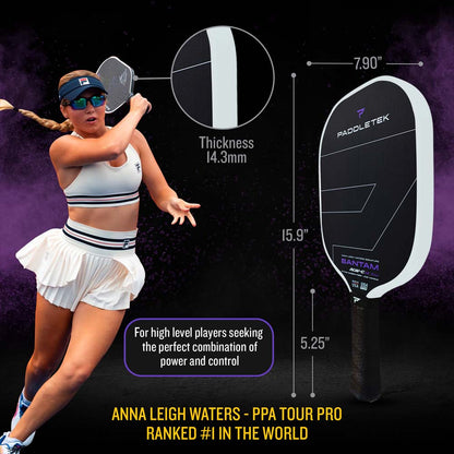 Paddletek Bantam ALW-C Anna Leigh Waters Carbon 14.3mm Paddle | Pickleball Sports Trusted