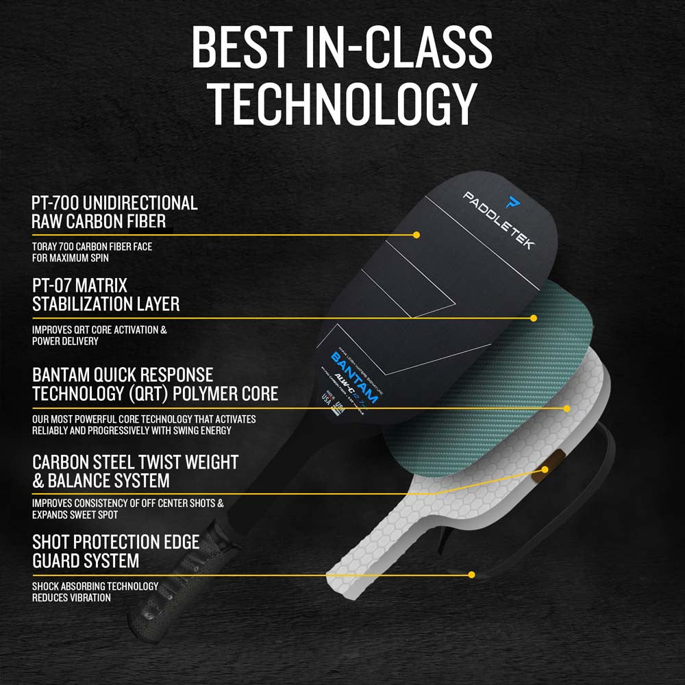 Paddletek Bantam ALW-C Anna Leigh Waters Carbon 12.7mm Paddle | Pickleball Sports Customer Favorite