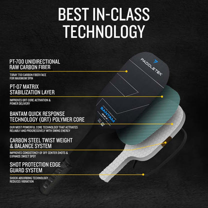 Paddletek Bantam ALW-C Anna Leigh Waters Carbon 12.7mm Paddle | Pickleball Sports Customer Favorite