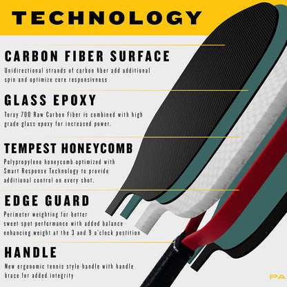 Paddletek Tempest Wave Pro-C 14.3mm Pickleball Paddle | Pickleball Sports Value