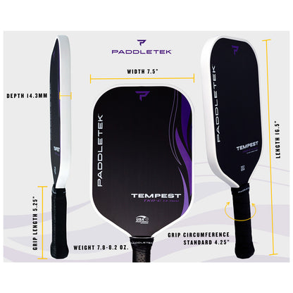 Paddletek Tempest TKO-C 14.3mm Pickleball Paddle | Pickleball Sports Great Value