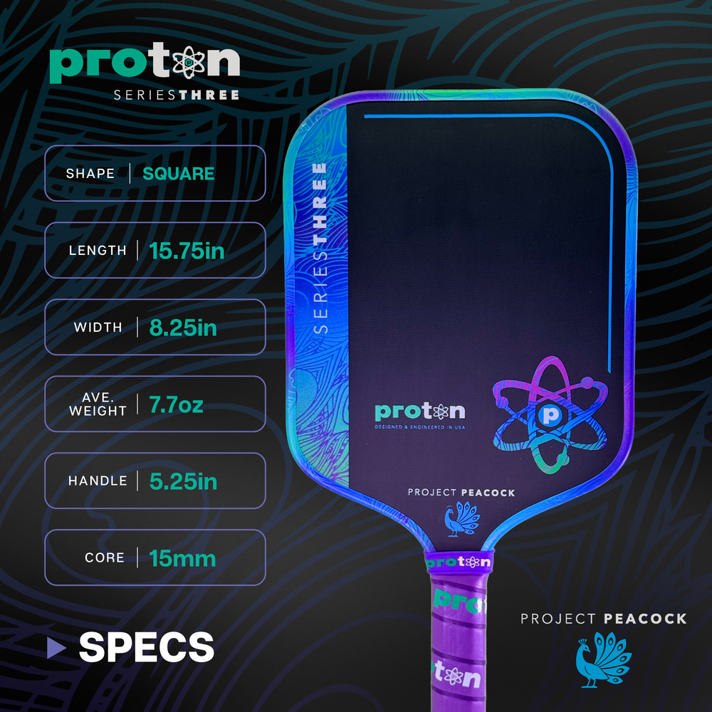 Proton Series Three Project Peacock 15mm Widebody Pickleball Paddle | Pickleball Sports Essential