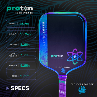 Proton Series Three Project Peacock 13mm Widebody Pickleball Paddle | Pickleball Sports Everyday