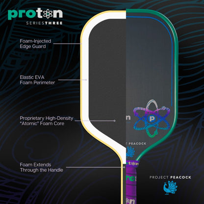 Proton Series Three Project Peacock 13mm Elongated Pickleball Paddle | Pickleball Sports Value