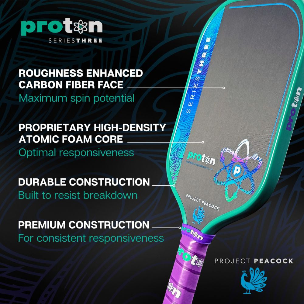 Proton Series Three Project Peacock 13mm Elongated Pickleball Paddle | Pickleball Sports Value