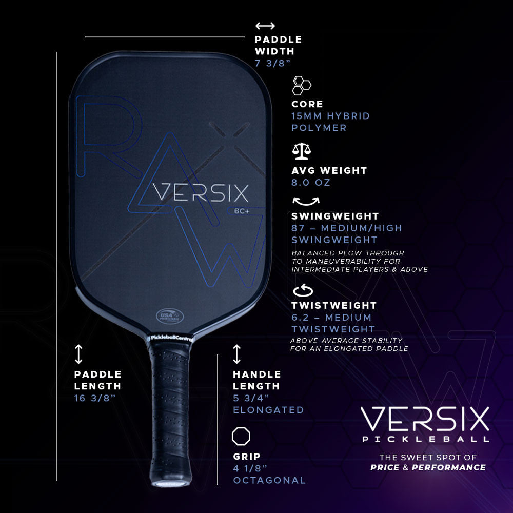 VERSIX RAW 6C Carbon Fiber Pickleball Paddle | Pickleball Sports Trusted