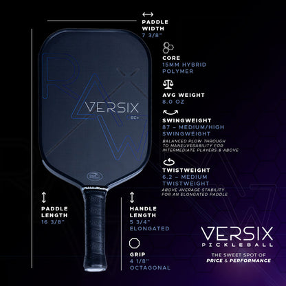 VERSIX RAW 6C Carbon Fiber Pickleball Paddle | Pickleball Sports Trusted