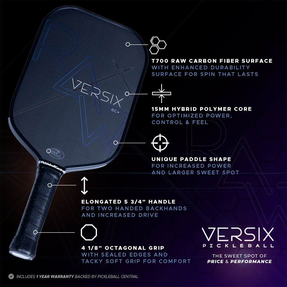 VERSIX RAW 6C Carbon Fiber Pickleball Paddle | Pickleball Sports Trusted