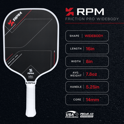 RPM Friction Pro Widebody V1 Carbon Fiber Pickleball Paddle | Pickleball Sports Customer Favorite