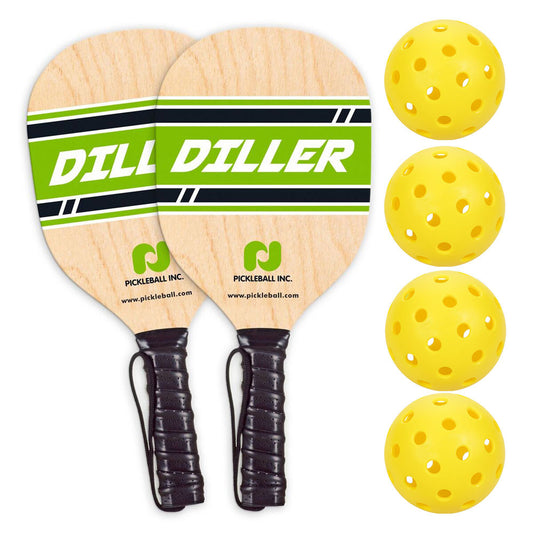 Diller Wood Pickleball Paddle 2 Pack Bundle with 4 Pickleballs | Pickleball Sports Trusted