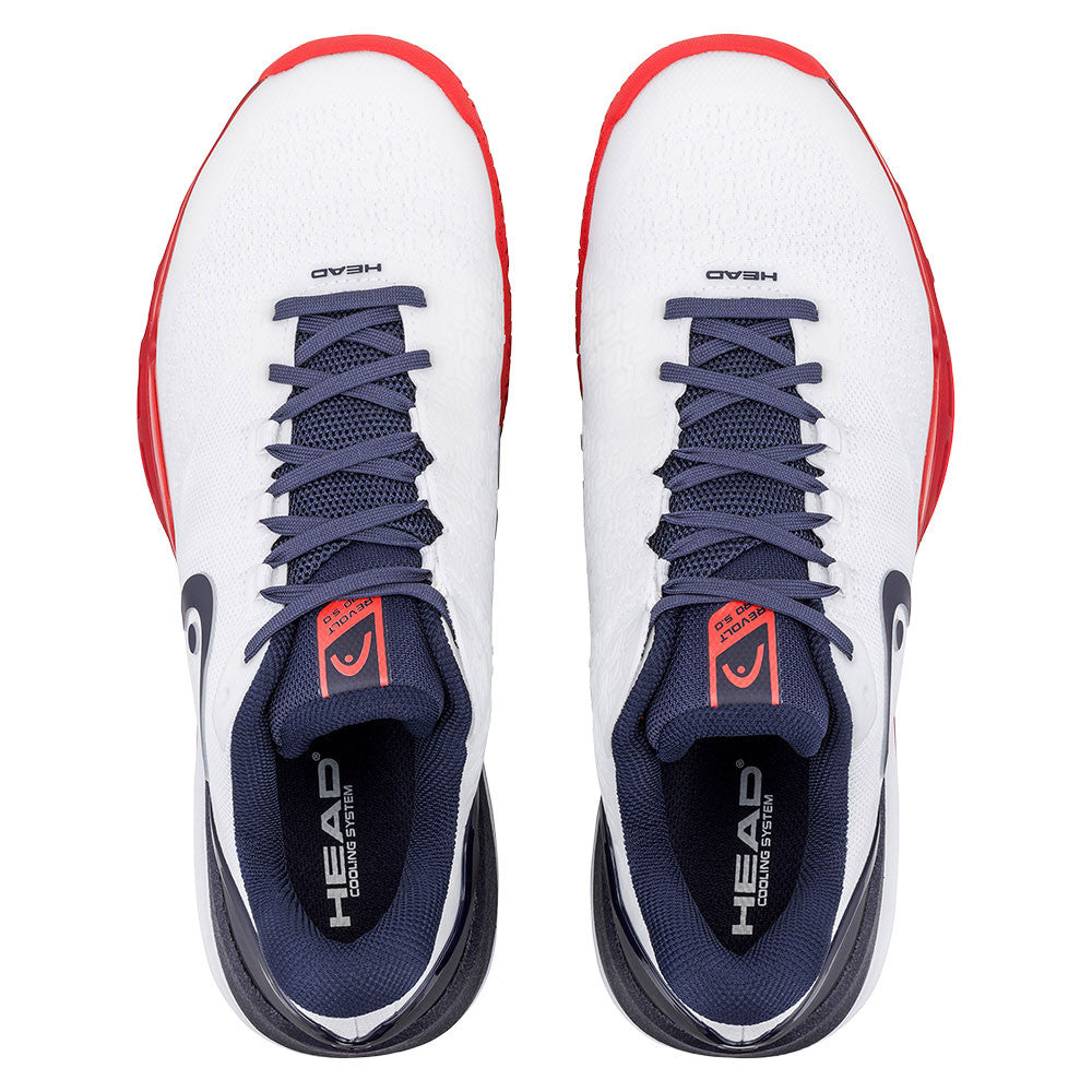 HEAD Revolt Pro 5.0 Court Shoe - White/Navy/Red | Pickleball Sports Latest