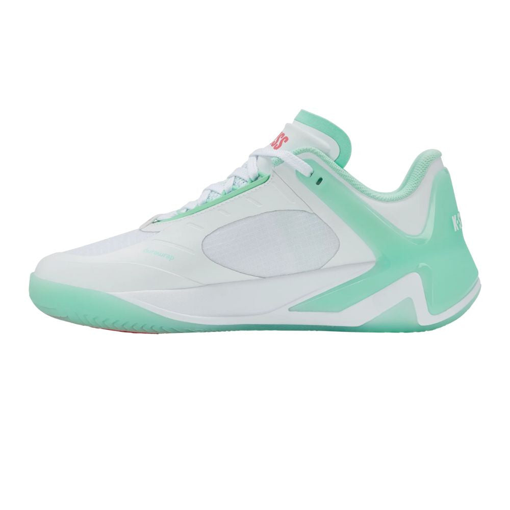 K-Swiss K-Frame Pickleball Shoe - White/Neon Mint/Hot Neon Pink | Pickleball Sports Latest