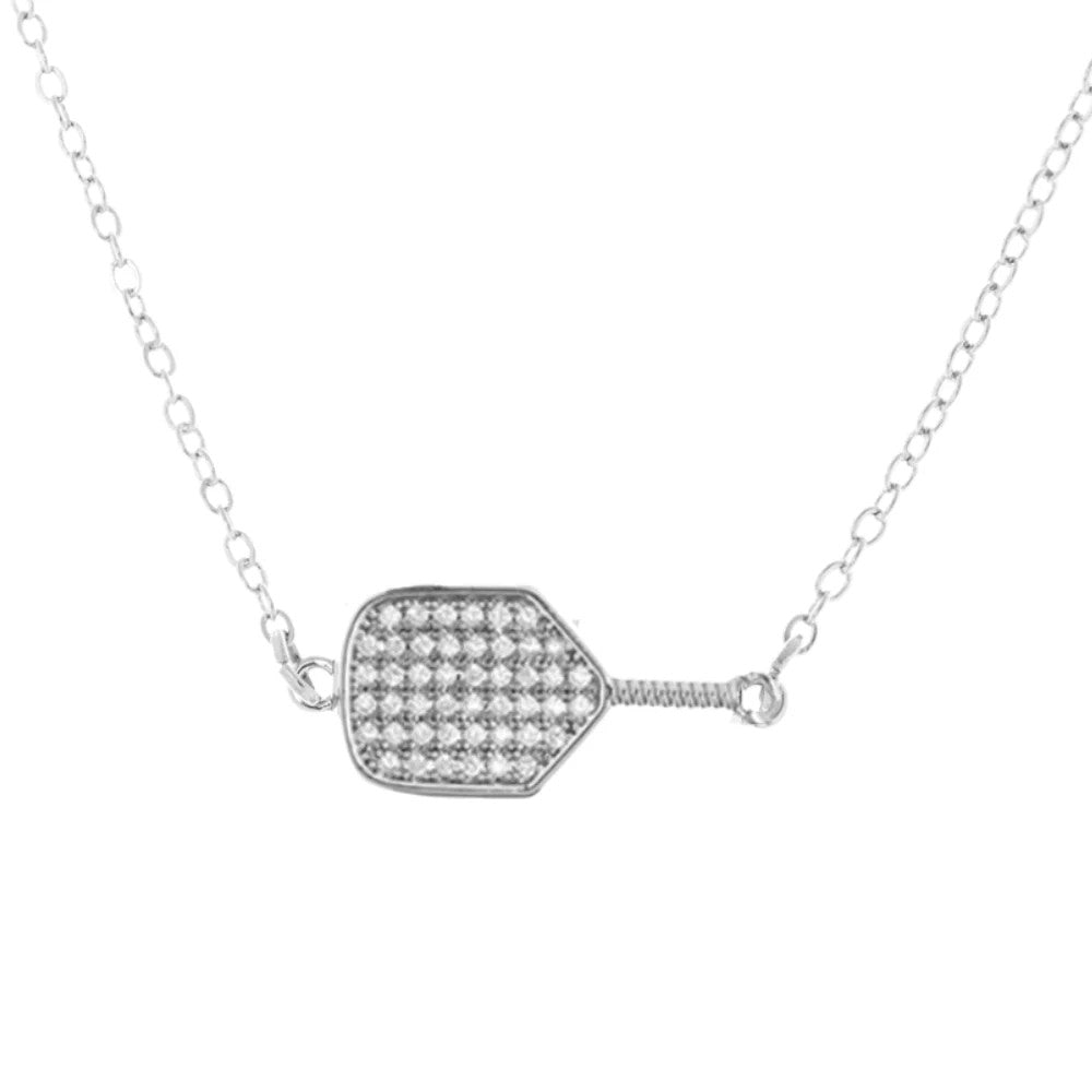 Born to Rally Pickleball CZ Paddle Necklace | Pickleball Sports Great Value
