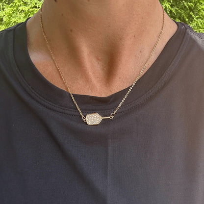 Born to Rally Pickleball CZ Paddle Necklace | Pickleball Sports Great Value