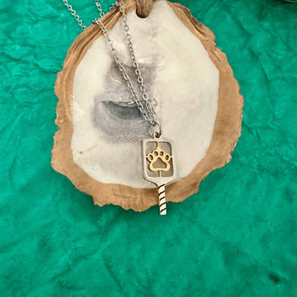 Born to Rally Pickleball Paw Necklace | Pickleball Sports Customer Favorite