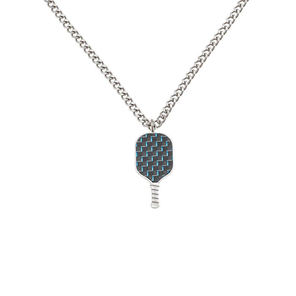 Born to Rally Pickleball Stainless Steel Carbon Fiber Necklace | Pickleball Sports Top Pick