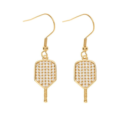 Born to Rally Pickleball Paddle CZ Dangle Earrings | Pickleball Sports Customer Favorite