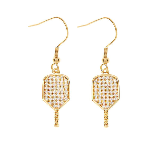 Born to Rally Pickleball Paddle CZ Dangle Earrings | Pickleball Sports Customer Favorite