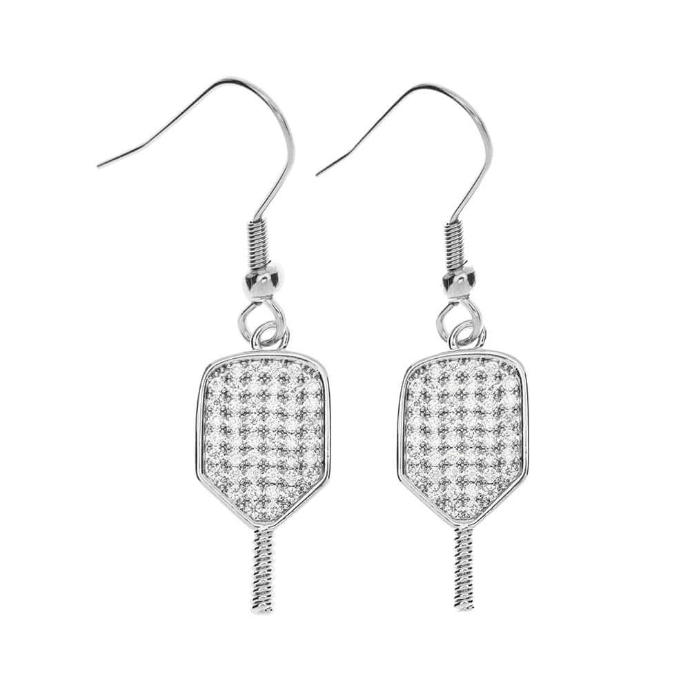 Born to Rally Pickleball Paddle CZ Dangle Earrings | Pickleball Sports Customer Favorite