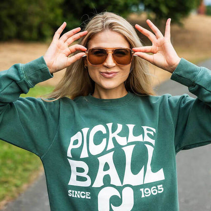 Heritage Pickle-ball Groovy Crew Neck Sweatshirt | Pickleball Sports Classic