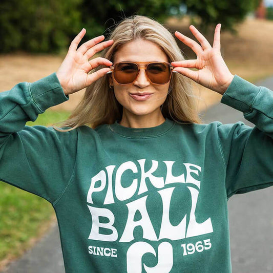 Heritage Pickle-ball Groovy Crew Neck Sweatshirt | Pickleball Sports Classic