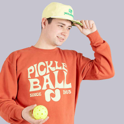 Heritage Pickle-ball Groovy Crew Neck Sweatshirt | Pickleball Sports Classic