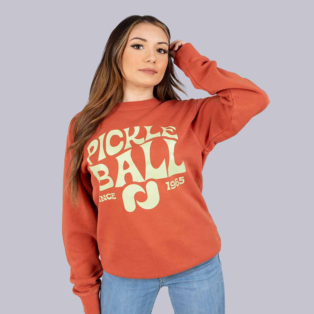 Heritage Pickle-ball Groovy Crew Neck Sweatshirt | Pickleball Sports Classic