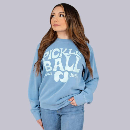 Heritage Pickle-ball Groovy Crew Neck Sweatshirt | Pickleball Sports Classic