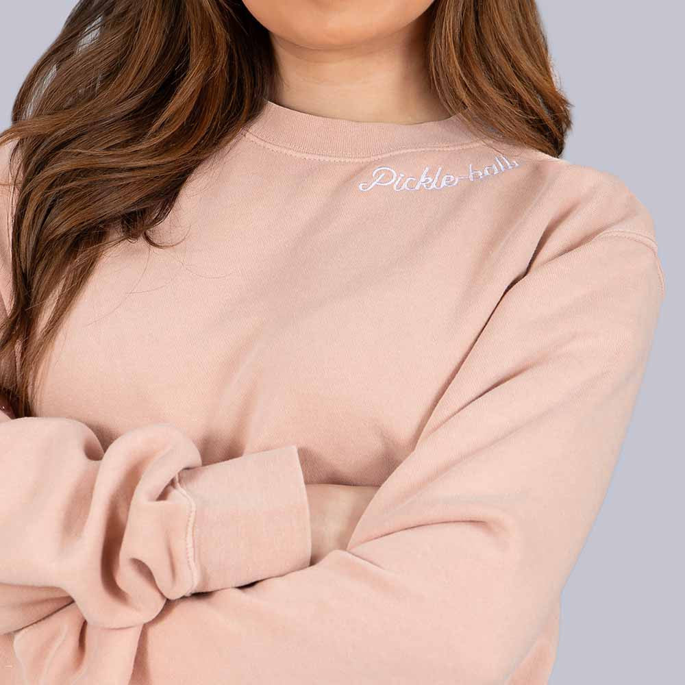 Heritage Pickle-ball Embroidered Cursive Crew Neck Sweatshirt | Pickleball Sports Value