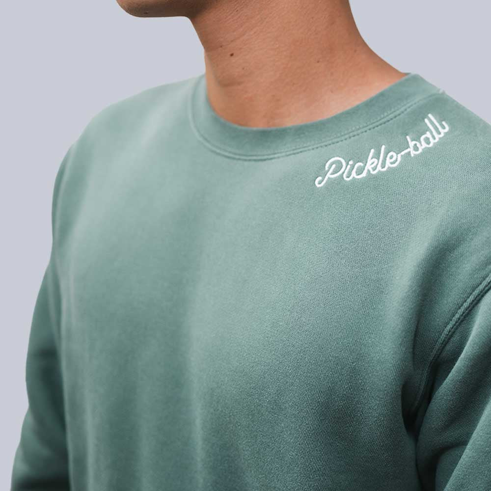 Heritage Pickle-ball Embroidered Cursive Crew Neck Sweatshirt | Pickleball Sports Value