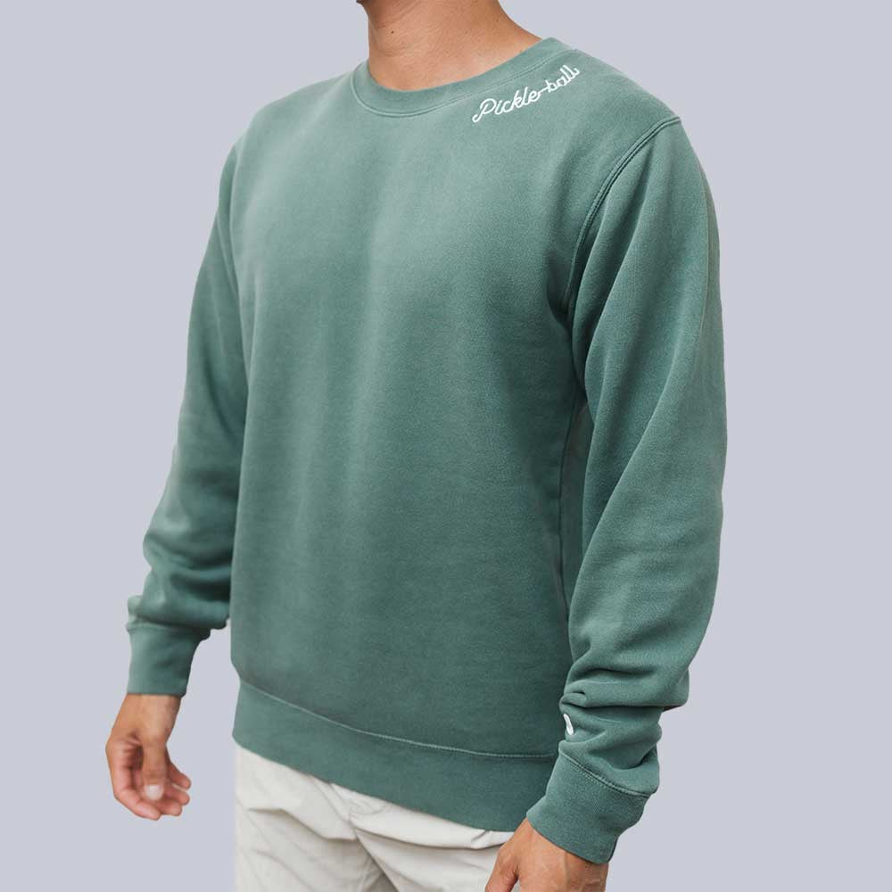 Heritage Pickle-ball Embroidered Cursive Crew Neck Sweatshirt | Pickleball Sports Value